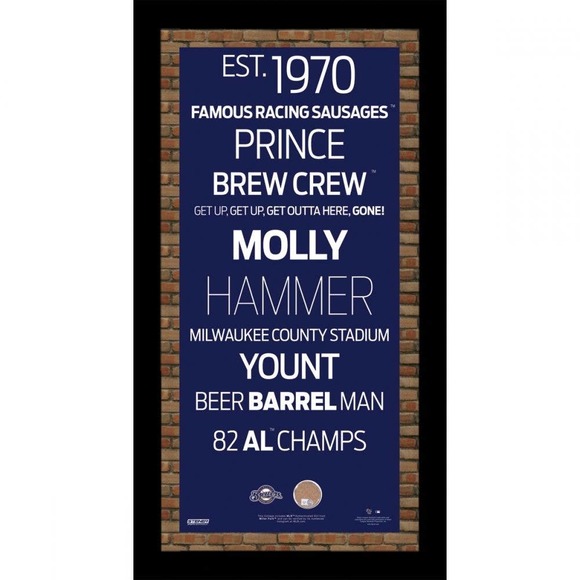 MLB Milwaukee Brewers Subway Sign Wall Art with Authentic Dirt from Miller Park
